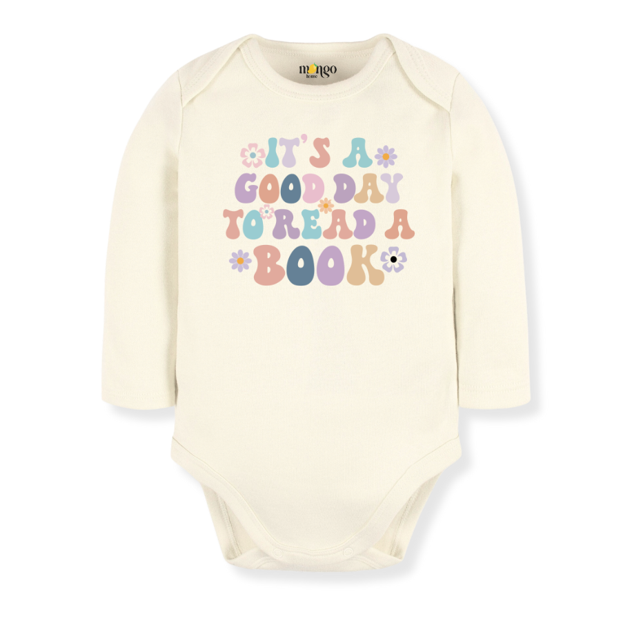 It's a Good Day to Read a Book Retro Girl Tshirt, Inspirational Tee for Baby Girl Bodysuit, Retro Flower Shirt