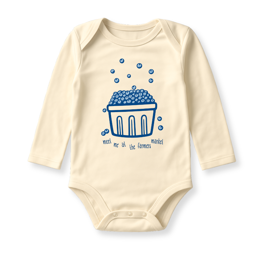 Meet Me at the Farmers Market Blueberry Basket Shirt – Baby Onesie | Toddler & Kids Tee | Unisex Summer Outfit