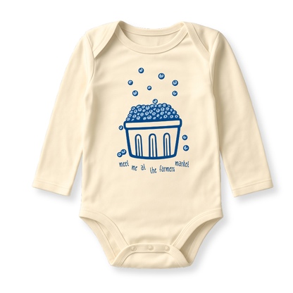 Meet Me at the Farmers Market Blueberry Basket Shirt – Baby Onesie | Toddler & Kids Tee | Unisex Summer Outfit