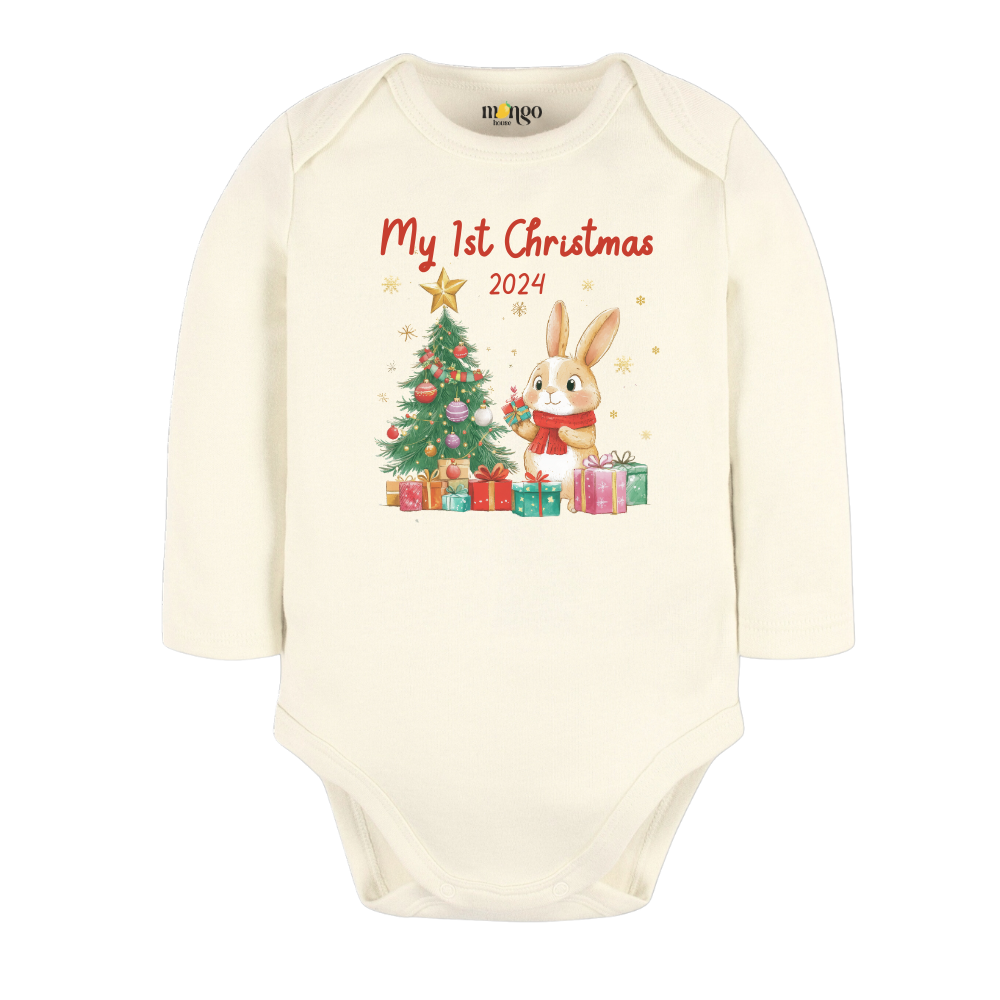 My First Christmas 2025 Baby Bodysuit, Kids & Toddler T-Shirt – Cute Bunny Outfit