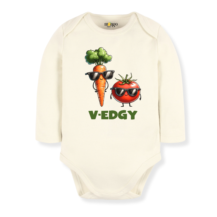 V-Edgy Baby Bodysuit, Cute Carrot & Tomato Design Kids T-Shirt & Toddler Tee, Fun Veggie-Themed Outfit