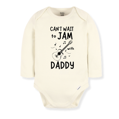 Baby Bodysuit, Kids & Toddler T-Shirt – 'Can't Wait to Jam with Daddy' Guitar Design Gift for New Dads
