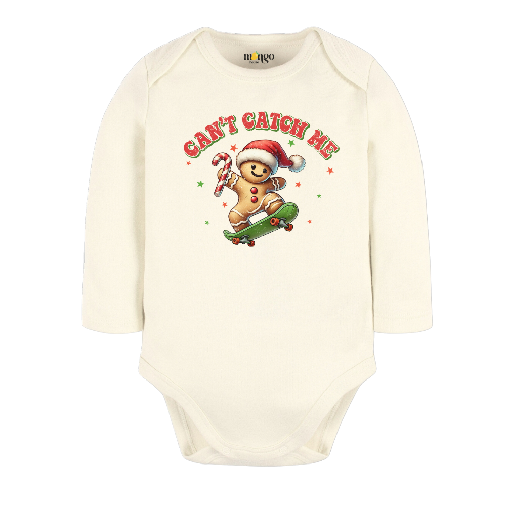 Can't Catch Me Tshirt Christmas Baby Bodysuit, Kids & Toddler T-Shirt – Doughmie Cookie Xmas Outfit