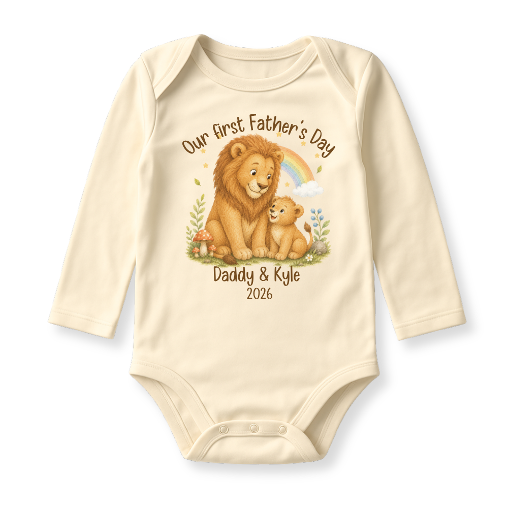 Our First Father's Day Baby Bodysuit, Lion Daddy and Me Matching Outfit