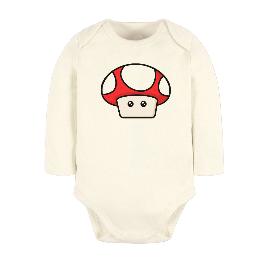 Red Mushroom Tshirt, Cute Mushroom Baby Bodysuit