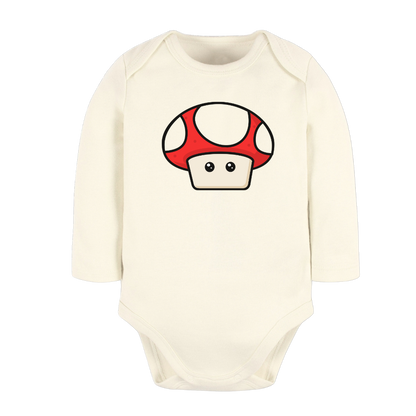Red Mushroom Tshirt, Cute Mushroom Baby Bodysuit