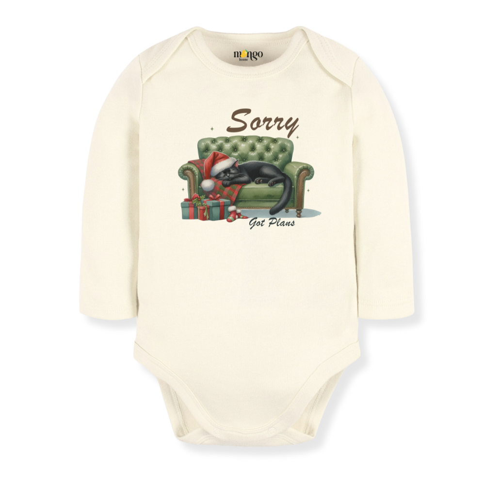 Sorry Got Plans Cat Christmas Baby Bodysuit Funny Tshirt for Kids Toddler Tee Christmas Gift for Baby Clothes