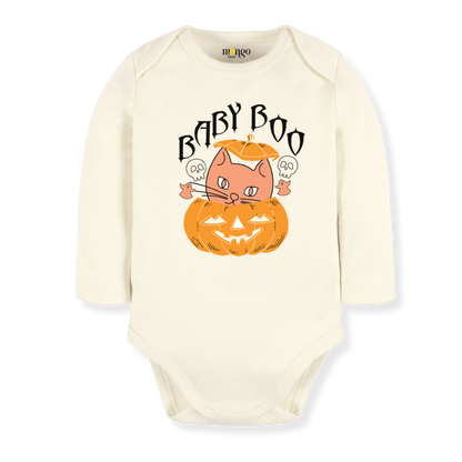 Baby Boo Baby Bodysuit, Cute Halloween Toddler & Kids T-Shirt, Pumpkin Halloween Cat Shirt