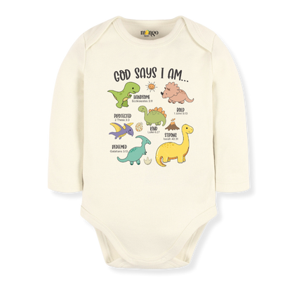 God Says I Am Dinosaur Baby Bodysuit – Dino Kids T-Shirt Toddler Tee, Religious Inspirational
