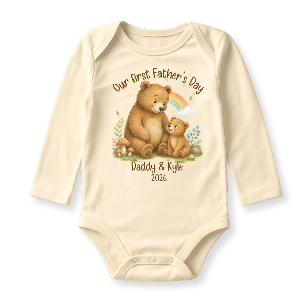 Our First Father's Day Baby Bodysuit, Baby Bear Daddy and Me Matching Outfit