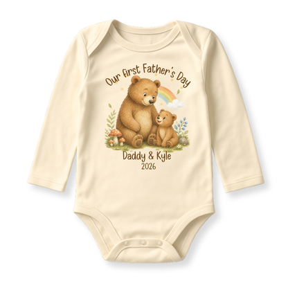 Our First Father's Day Baby Bodysuit, Baby Bear Daddy and Me Matching Outfit