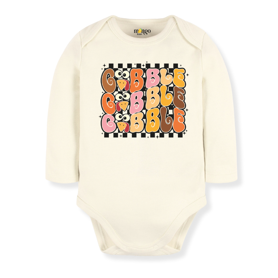 Gobble Gobble Gobble Turkey Baby Bodysuit, Thanksgiving Tshirt for Kids, Cute Baby Gift Fall Baby Clothes