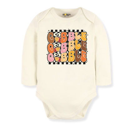 Gobble Gobble Gobble Turkey Baby Bodysuit, Thanksgiving Tshirt for Kids, Cute Baby Gift Fall Baby Clothes