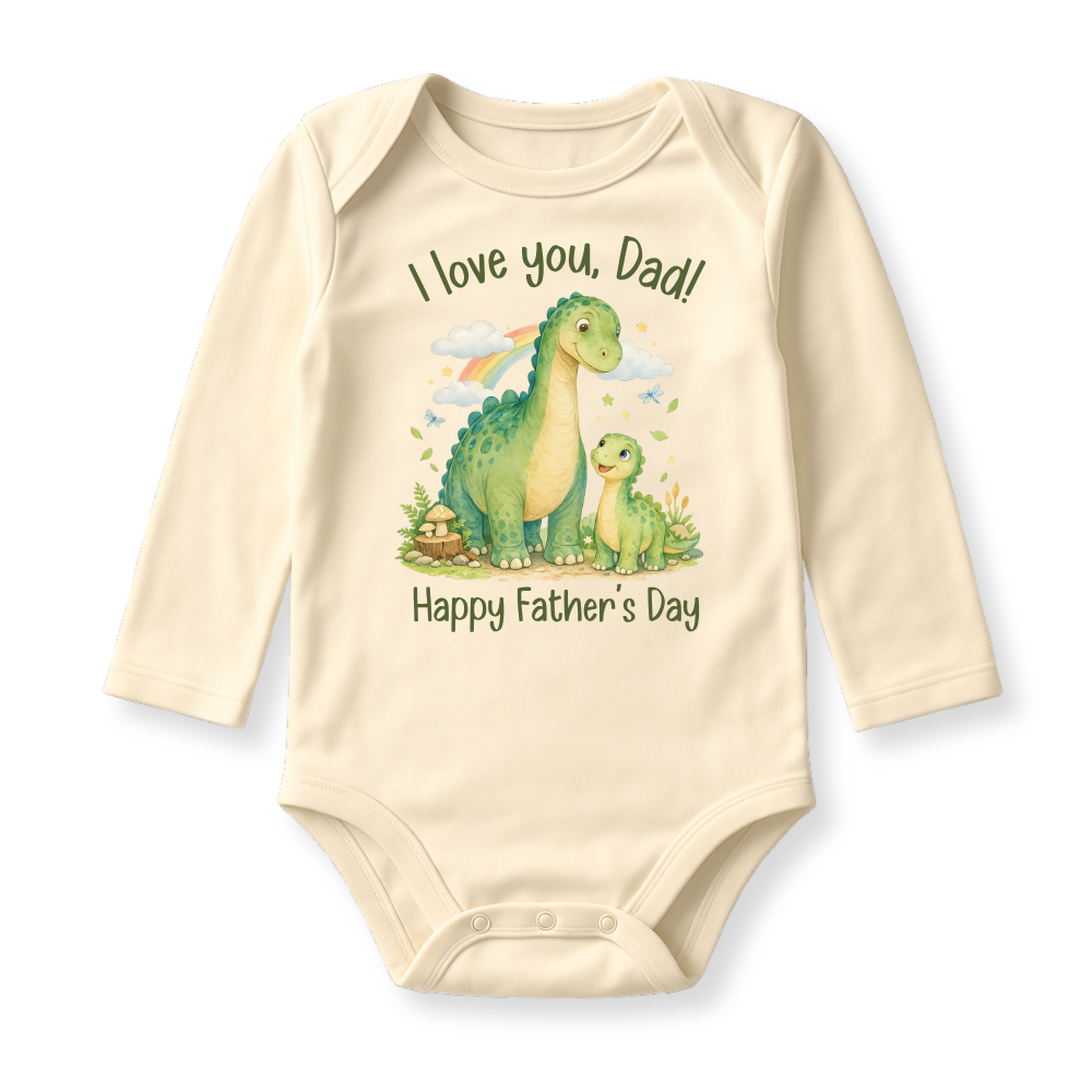 I Love You Dad - Happy Father's Day Dinosaur Baby Bodysuit - Family Outfit