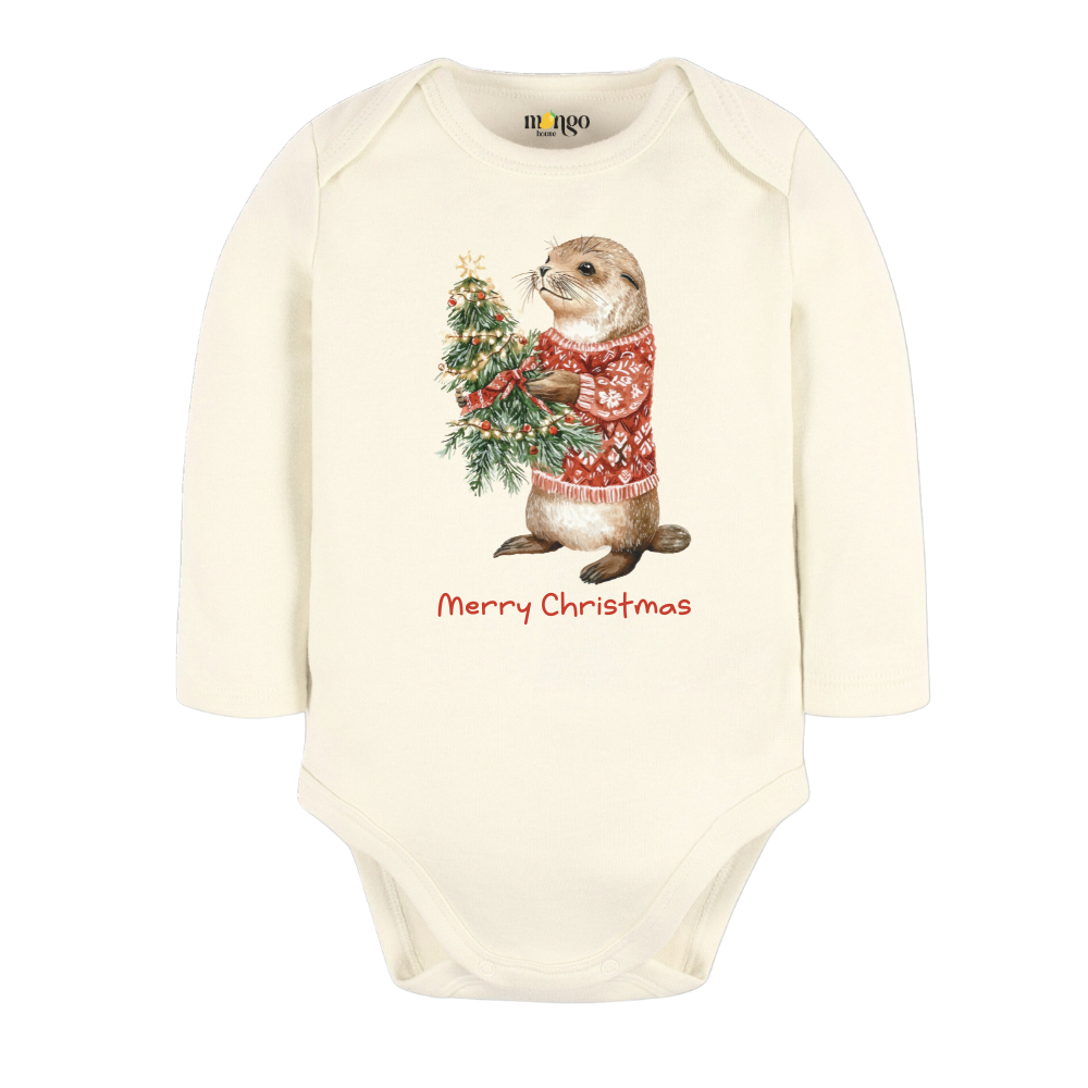 Cute Otter Merry Christmas Baby Bodysuit, Kids & Toddler T-Shirt – Otter Christmas Outfit