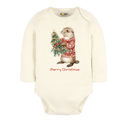 Cute Otter Merry Christmas Baby Bodysuit, Kids & Toddler T-Shirt – Otter Christmas Outfit