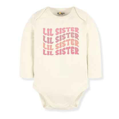 Little Sister Baby Bodysuit Pastel Pink Sister Tshirt for Kids Siblings Tee, Big Sister Surprise