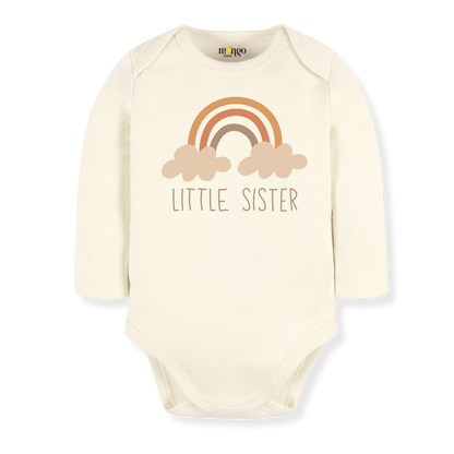 Little Sister Boho Rainbow Baby Bodysuit Sister Tshirt for Kids Siblings Tee, Baby Gift for Newborn Outfit