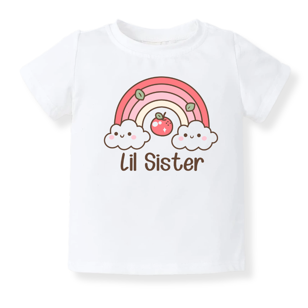Lil Sister Rainbow Baby Bodysuit, Rainbow Sister Matching Tee