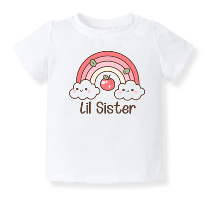 Lil Sister Rainbow Baby Bodysuit, Rainbow Sister Matching Tee