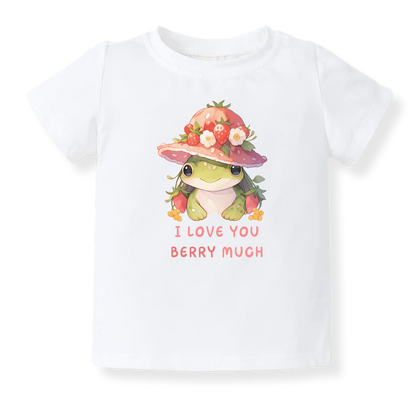 I Love You Berry Much Baby Bodysuit - Strawberry Frog Graphic Tee
