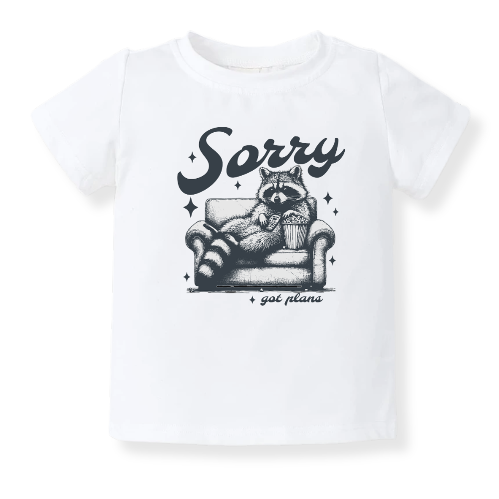 Sorry Got Plans Funny Racoon Baby Bodysuit Funny Tshirt for Kids Toddler Tee Cute Baby Gift for Baby Clothes