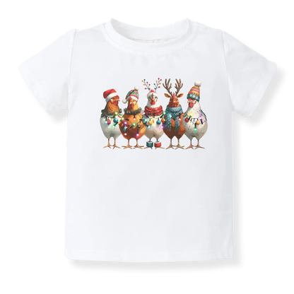 Christmas Baby Bodysuit Funny Chickens Tshirt for Kids Toddler Tee Funny Christmas Gift for Baby Clothes