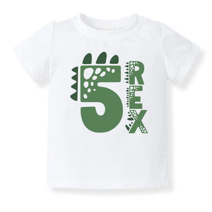 5 Rex Dinosaur Tshirt Kids Tee Toddler Shirt Jurassic Dino Graphic Tee Boys Girls Dinosaur Themed Kids Clothing 5th Birthday I'm Five 5 years Old Birthday Gift Fifth Birthday gift Baby Boy Tyrannosaurus