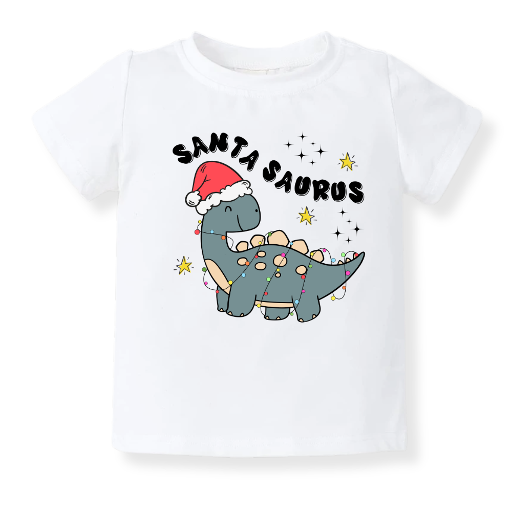Santa Saurus Tshirt Dinosaur Baby Bodysuit Toddler & Kids T-Shirt, Christmas Outfit Christmas Baby Clothes