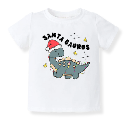 Santa Saurus Tshirt Dinosaur Baby Bodysuit Toddler & Kids T-Shirt, Christmas Outfit Christmas Baby Clothes
