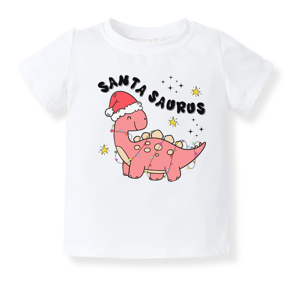 Santa Saurus Christmas Baby Bodysuit Toddler & Kids T-Shirt, Christmas Outfit for Girls Baby Clothes