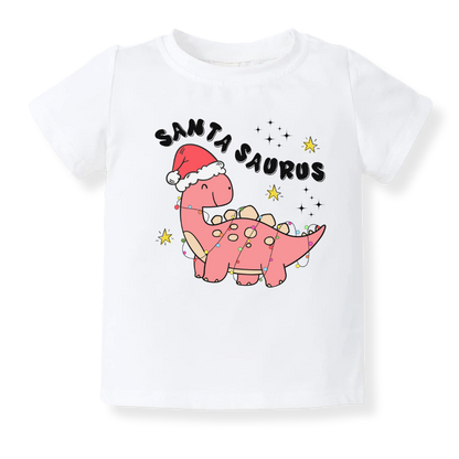 Santa Saurus Christmas Baby Bodysuit Toddler & Kids T-Shirt, Christmas Outfit for Girls Baby Clothes