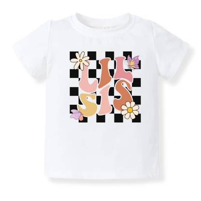 Retro Lil Sis Baby Bodysuit Cute Sister Tee Little Sister Outfit for Girls