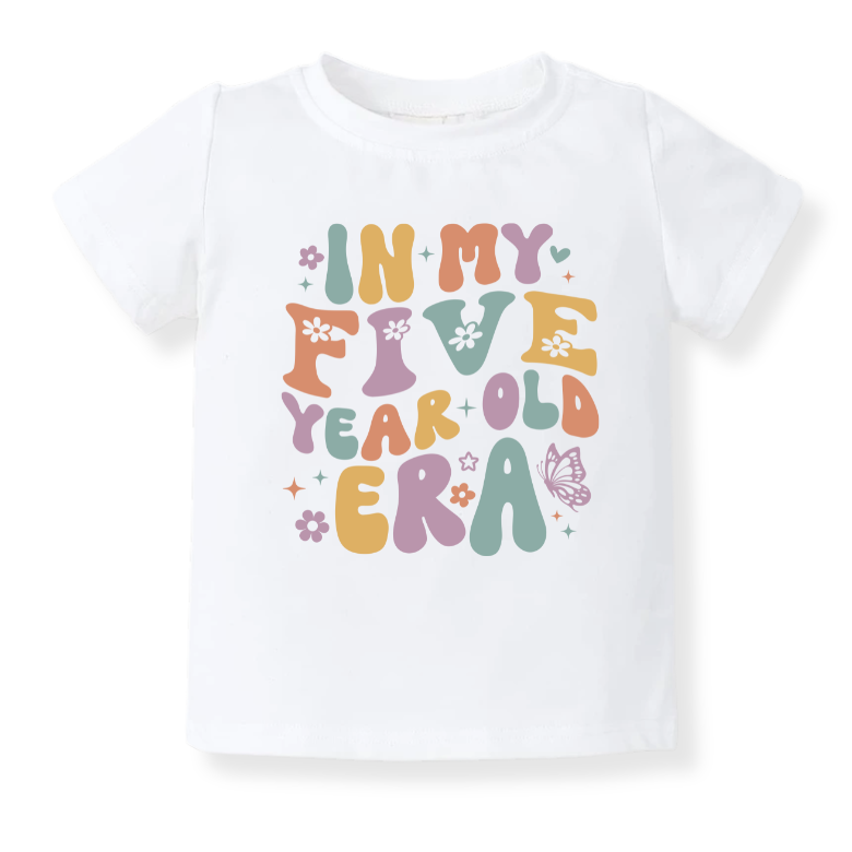 Five Years Old Tshirt for Kids, Retro Toddler & Kids T-Shirt, Clothes Birthday Gift for Girl Fifth Birthday Outfit