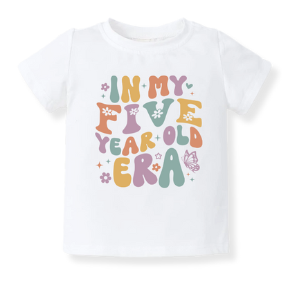 Five Years Old Tshirt for Kids, Retro Toddler & Kids T-Shirt, Clothes Birthday Gift for Girl Fifth Birthday Outfit
