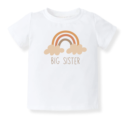 Big Sister Boho Rainbow Tshirt, Big Sister Announcement Shirt for Kids, Family Tee
