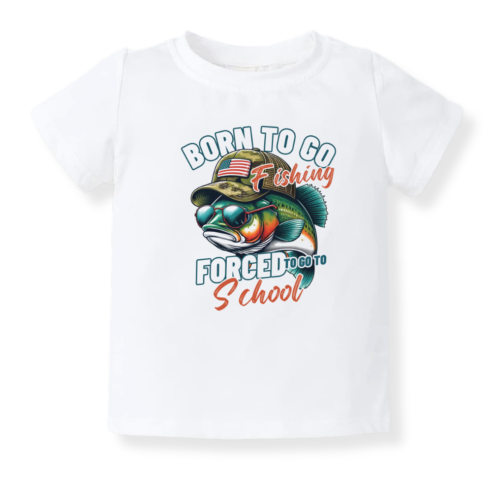 Born to Go Fishing Tshirt for Kids Toddler Tee Funny Fishing Outfit