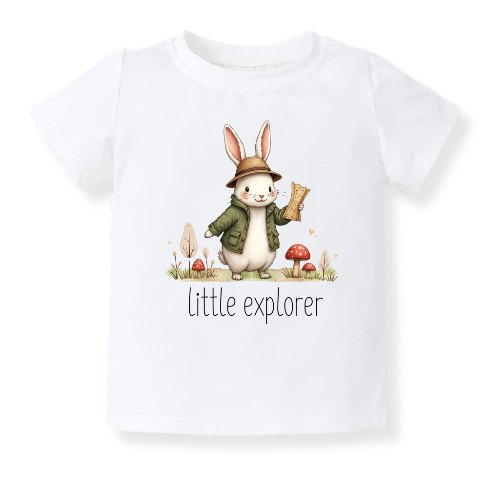 Little Explorer Baby Bodysuit, Kids & Toddler T-Shirt – Cute Rabbit Bunny Baby Clothes for Boys Girls