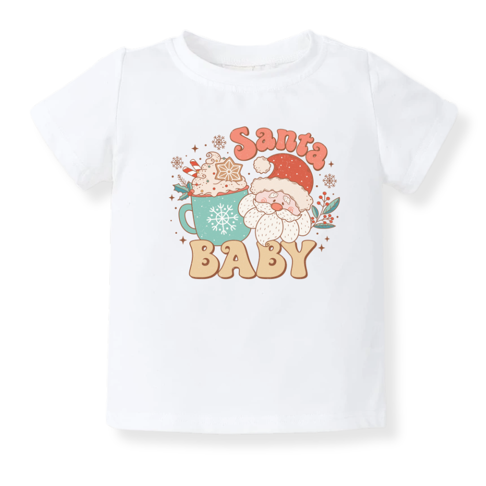 Christmas Santa Baby Bodysuit Cute Tshirt for Kids Toddler Tee Christmas Gift for Baby Clothes
