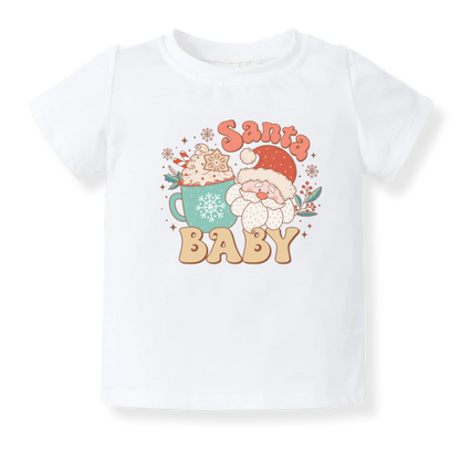 Christmas Santa Baby Bodysuit Cute Tshirt for Kids Toddler Tee Christmas Gift for Baby Clothes