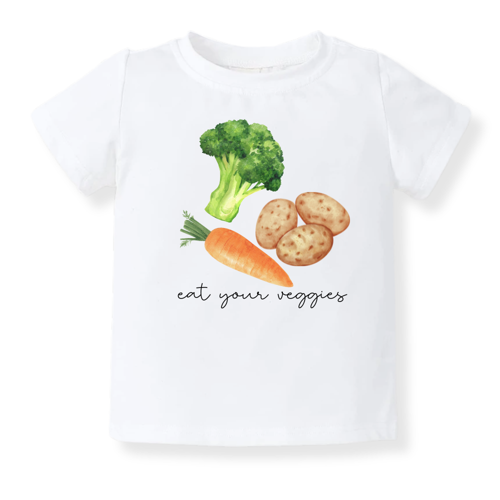 Eat Your Veggies Cute Baby Bodysuit, Kids & Toddler T-Shirt – Vegeterian Outfit Vegan Baby Clothes