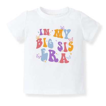 In My Big Sis Era Big Sister Tshirt Girl Bodysuit, Retro Toddler & Kids T-Shirt, Big Sister Announcement Tee