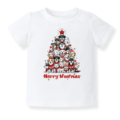 Merry Woofmas Tshirt Cute Baby Bodysuit, Kids & Toddler T-Shirt – Dog Lovers Outfit Xmas Tee