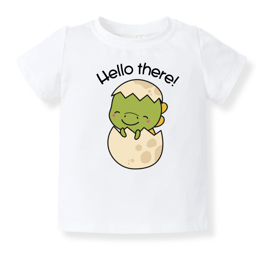 Hello There Dinosaur Baby Bodysuit Toddler & Kids T-Shirt, Dino Baby Clothes, Dino Shirt for Boys