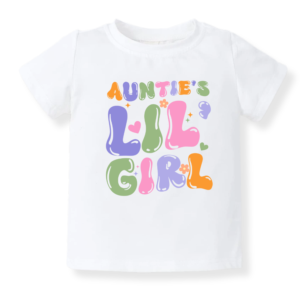 Auntie's Lil Girl Baby Bodysuit Toddler & Kids T-Shirt, Gift for Niece Tshirt Cute Girls Clothes