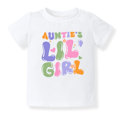 Auntie's Lil Girl Baby Bodysuit Toddler & Kids T-Shirt, Gift for Niece Tshirt Cute Girls Clothes