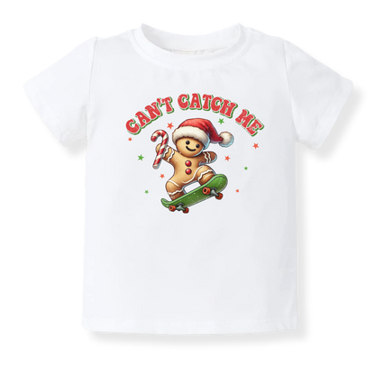 Can't Catch Me Tshirt Christmas Baby Bodysuit, Kids & Toddler T-Shirt – Doughmie Cookie Xmas Outfit