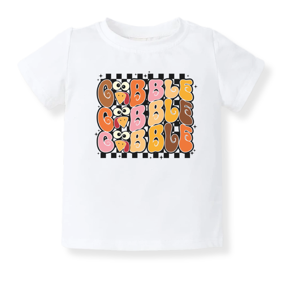 Gobble Gobble Gobble Turkey Baby Bodysuit, Thanksgiving Tshirt for Kids, Cute Baby Gift Fall Baby Clothes