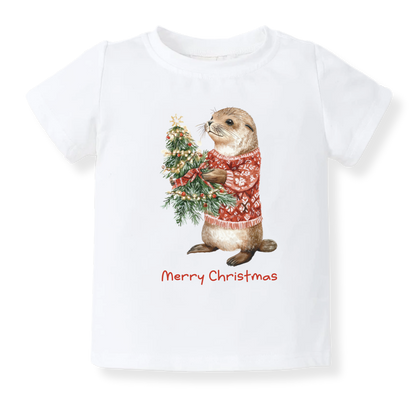 Cute Otter Merry Christmas Baby Bodysuit, Kids & Toddler T-Shirt – Otter Christmas Outfit