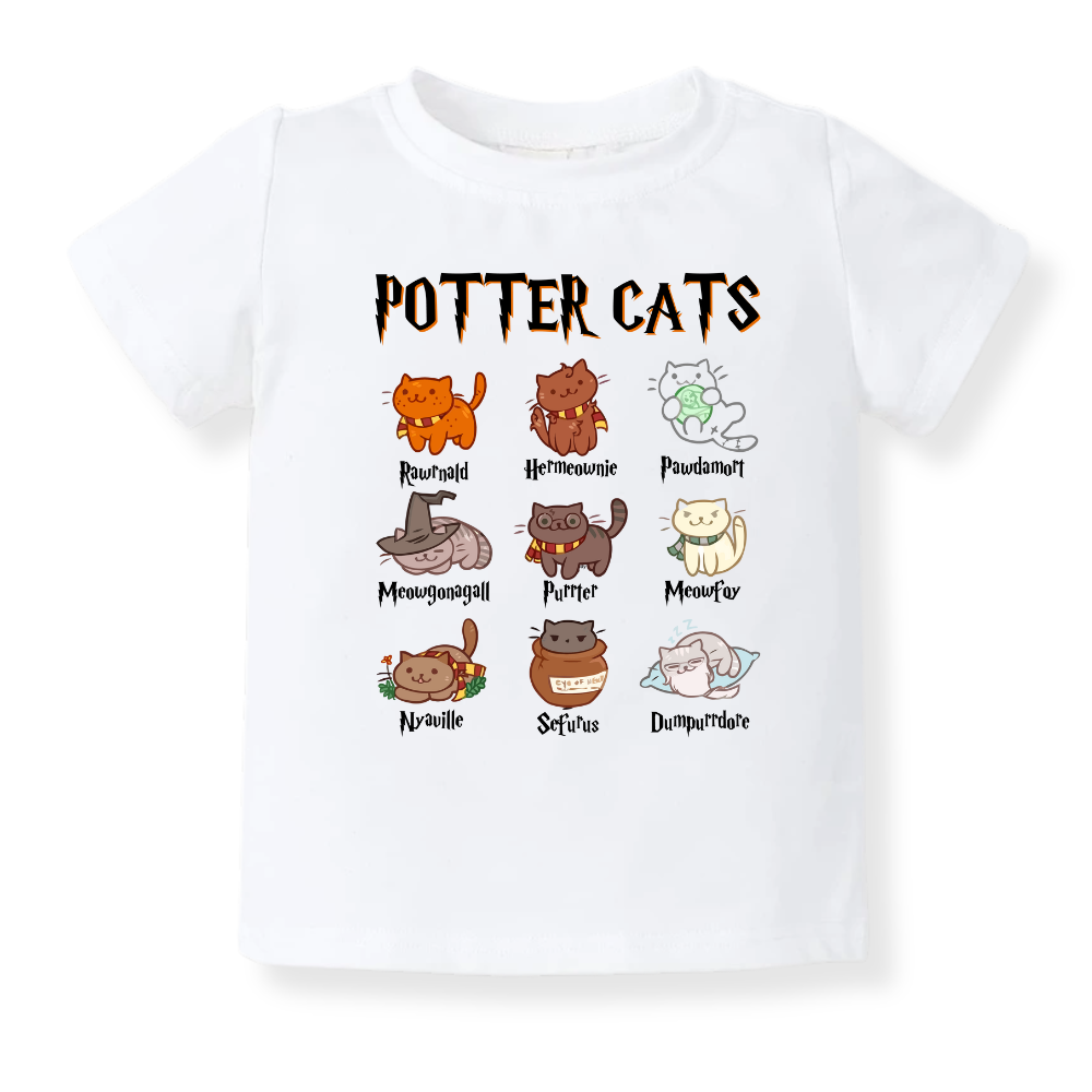 Potter Cats Tshirt Cat Baby Bodysuit Toddler & Kids T-Shirt, Cat Outfit Cat Baby Clothes